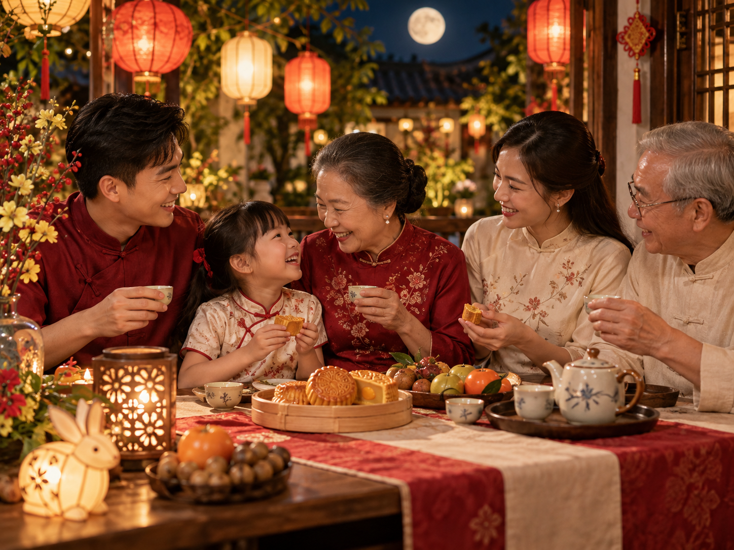 Không khí ấm cúng thưởng trà bánh dịp Trung Thu